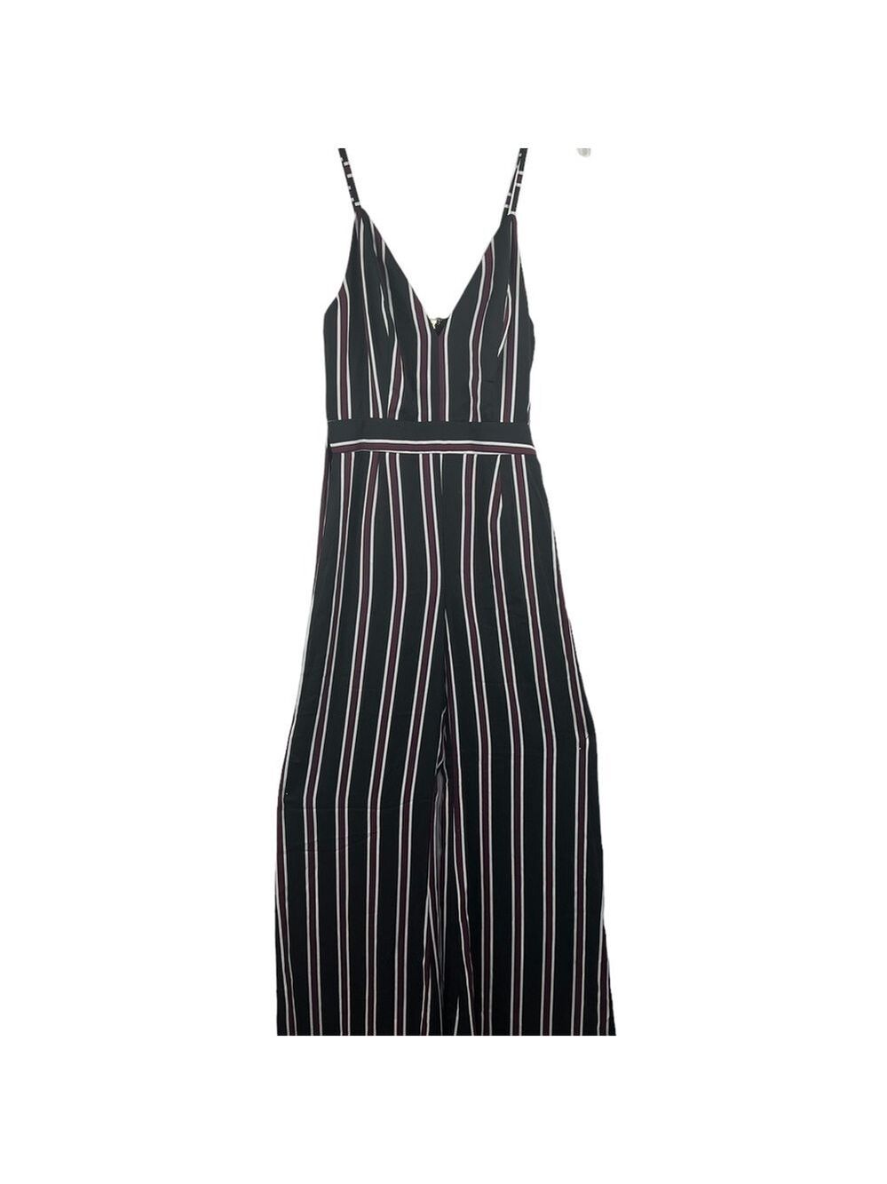 New-shop17 Vertical Striped Tie Back, Wide Leg, Flared, Strappy Jump Suit SM